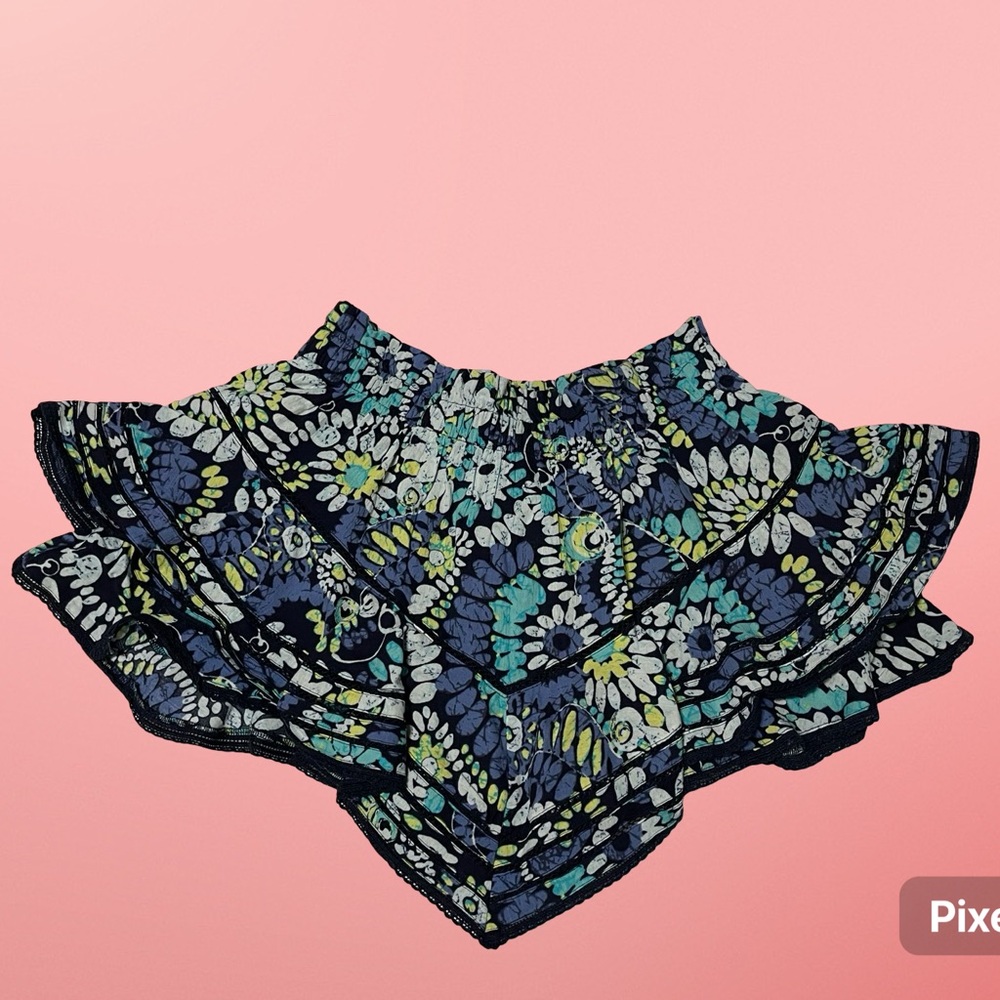 Aerie Navy and Teal Floral Skirt